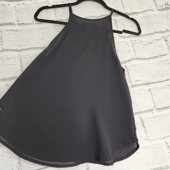 Abercrombie & Fitch High Neck Solid Black Fit And Flare Tank Top Womens Small - Picture 5 of 11